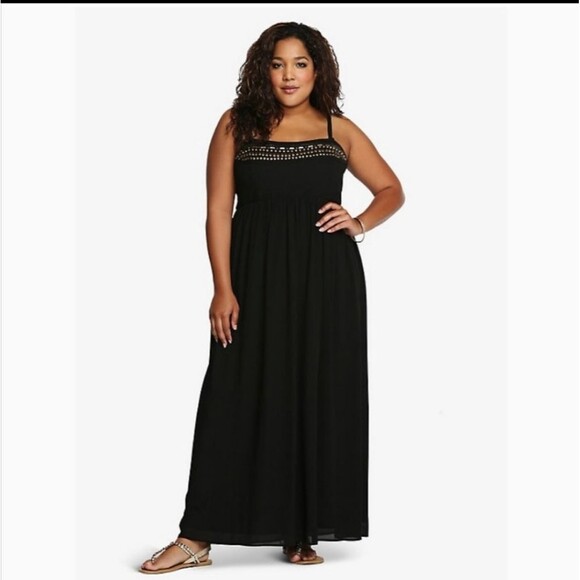 Torrid embellished Black Chiffon maxi dress size 1X
